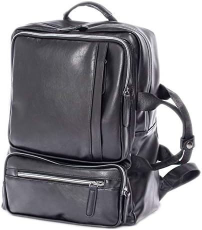 Men PU Leather Panelled Backpacks Travel Portable Bags Suitcase Women Simple Leisure Large Laptop Bagpack,Black