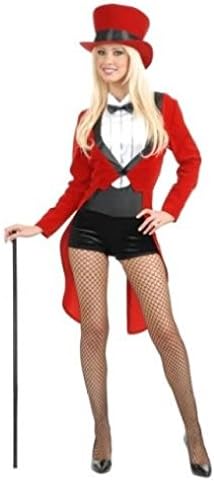 OvedcRay Adult Womens Lady Red Tuxedo Tailcoat Circus Sweetie Ringmaster Costume Bodysuit