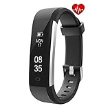 TOOBUR Fitness Tracker, Waterproof Activity Tracker Watch with Heart Rate Pedometer Calories and Sleep Monitor, Slim Step Counter Wristband Smart Watch for Women Men Kids - Black