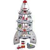 Four Stage Toddler Rocket Ship Playset by Hape | Award Winning Wooden Spaceship Toy with Real Life Space Shuttle Designs, 20 Rocket Space Center Pieces and Planetary Lander