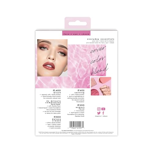 REAL TECHNIQUES 6 PIECE EVERYDAY ESSENTIALS MAKEUP BRUSH SET, INCLUDES 4 BRUSHES & 2 MAKEUP SPONGES, FOR FOUNDATION, BLUSH, BRONZER, CONTOUR, EYESHADOW, & POWDER, TRAVEL GIFT SET, CRUELTY-FREE & VEGAN