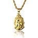 Halukakah ● GOLD BLESS ALL ● 18k Real Gold Plated 3D Buddha Pendant Necklace.Double-faced,with FREE Rope Chain 30