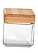 Anchor Hocking 1-Quart Stackable Jars with Bamboo Lids, Set of 4, Clear Glass -