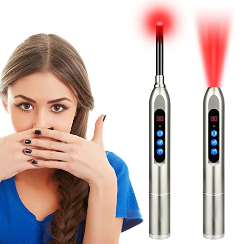Red Light Therapy Device, Cold Sore Canker Sore Treatment Device, Infrared Light Therapy for Lips Mouth Nose Ear Knee Feet Hands Joint Muscle Nerve Pain Relief with Removable Tip