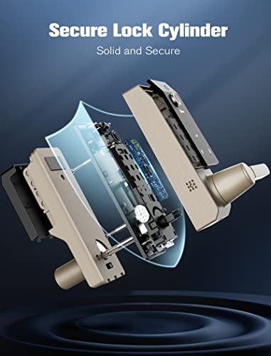 Smart Lock, 3-in-1 Camera+Doorbell+Fingerprint Keyless Entry Door Lock, WiFi Door Lock with Handle, App Control, Anti-Peeping, Auto Lock, IP65 Weatherproof, 3D Biometric Fingerprint for Front Door