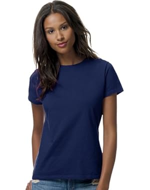Hanes Womens 4.5 oz., 100% Ringspun Cotton nano-T T-Shirt (SL04)- NAVY,L