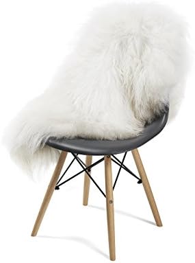Icelandic Genuine Sheepskin Rug White or Grey (White) Long Fur up to 8" Size Large 30" x 43"