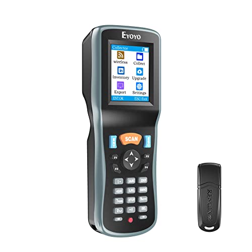 Eyoyo 2D Barcode Reader, Inventory Barcode Scanner Data Collector, 1D QR Wireless Data Terminal Portable Inventory Device with 2.2 Inch TFT Colors LCD Screen for Warehouse Express