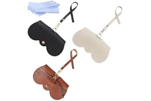 Chfory Soft Leather Sunglasses Bag, Portable Leather Glasses Case Holder Sunglasses Pouch, glasses Organizer Bag with Strap