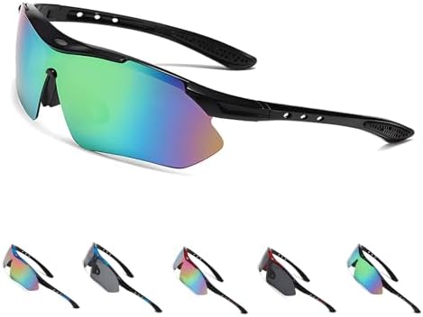 LHLZNB Polarized Sports Sunglasses,sunglasses，sports glasses，visor sunglasses，Fashion Windproof Cycling Glasses Protection Light Sunglasses Outdoor Glasses for Men Woman (Black colored lenses)
