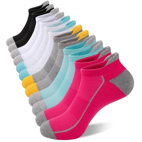Heatuff Womens Low Cut Ankle Athletic Socks Cushioned Running Performance Breathable Tab Sock (6 Pairs)