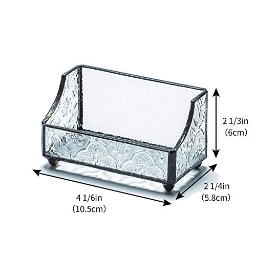Stained Glass Business Card Holder Name Card Display Holder Mosaic Beveled Glass Professional Card Holder for Office Desk Business Desk Name Plate with Card Holder - Thumbnail 6