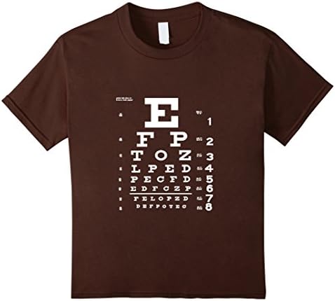Kids Eye Chart T Shirt, Optometrist Shirt, Snellen Chart Shirt 10 Brown