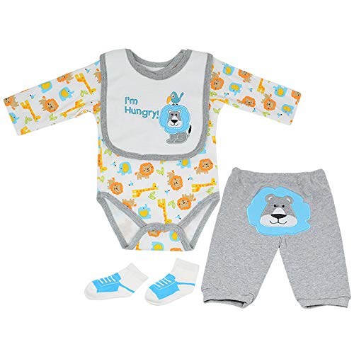 Reborn Baby Doll Outfits Boy Accessories for 20"- 22" Yellow and Grey with Lion Pattern