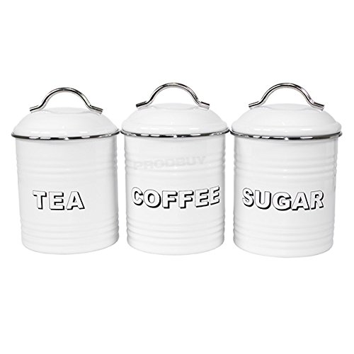 enamel tea coffee sugar canisters
