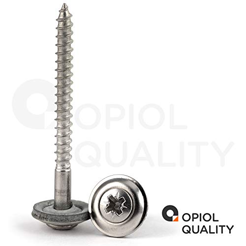 OPIOL QUALITY® Spenglerschrauben POZI"Z" 4,5x80 mm mit U-Scheibe 15mm aus Edelstahl A2 V2A (50 Stück) ähnl. DIN 7995 Pozidriv Dichtscheibe Holzschrauben Wellplattenschrauben – Bild 6