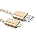 Kenex® 2 Packs 6.6ft [Gold] USB 2.0 Nylon Braided Lightning Cable USB Charging Cable Cord for iPhone 6S/6S Plus/6 Plus/6/5/5C/5S/SE, iPad Air, Mini 4, iPod 5 and iPod 7