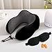 Pon Travel Pillow Luxury Memory Foam Neck & Head Support Pillow Soft Sleeping Rest Cushion for Airplane Car & Home Best Gift(Black)