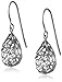 Amazon Collection Sterling Silver Pear Dangle Earrings Filigree Rhodium plated
