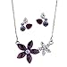 Neoglory Platinum Plated Purple Clear Crystal Jewelry Set, Pendant Necklace, Earrings, Bridesmaid Jewelry Wedding Women Gift