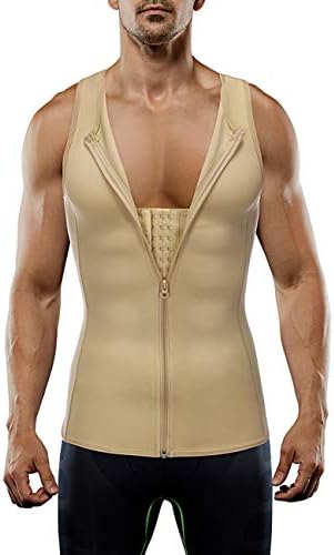 DANALA Men's Waist Trainer Vest for Weight Loss Compression Slimming Body Shaper Sauna Tank Top with Zipper