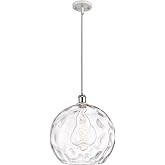 Innovations Lighting Athens 14" White & Chrome LED Pendant with Clear Water Glass Shade
