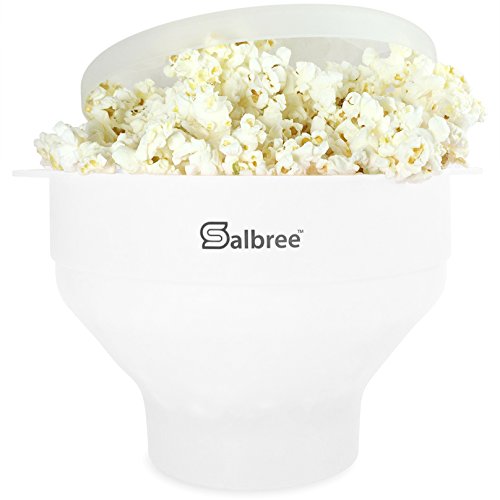 The Original Salbree Microwave Popcorn Popper, Silicone Popcorn Maker, Collapsible Microwavable Bowl - Hot Air Popper - No Oil Required - The Most Colors Available (White)