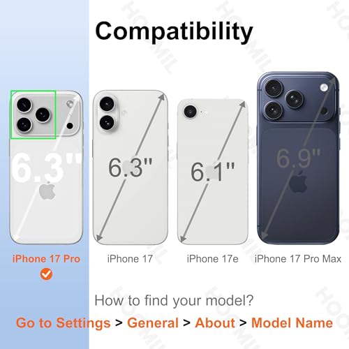 HOOMIL Case for iPhone 17 Pro 6.3 Inch, Anti-Yellowing Transparent Phone Case, Shockproof Protective Cover - Crystal Clear