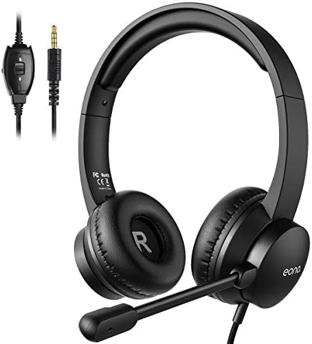 Amazonブランド Eono イオーノ ヘッドセット Pc用 40mmドライバー 音量調節 3 5mm接続 マイク付き 軽量 テレワーク 在宅勤務 Web会議 Nh1