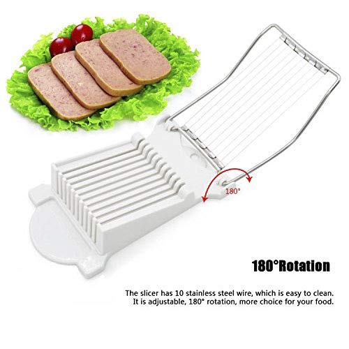 Luncheon Meat Slicer Yummy Sam Cheese Slicer Boiled Egg Slicer Fruit Slicer Soft Food Slicer Sushi Cutter Canned Meat Slicer with 10 Cutting Wire in Stainless Steel - Thumbnail 5
