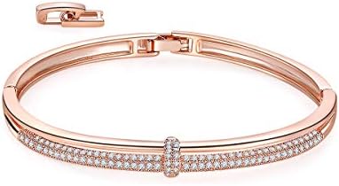 MILATU Bangle Bracelets for Women AAA Cubic Zirconia,Rose Gold-Plated Bracelet Gift for Women Girls