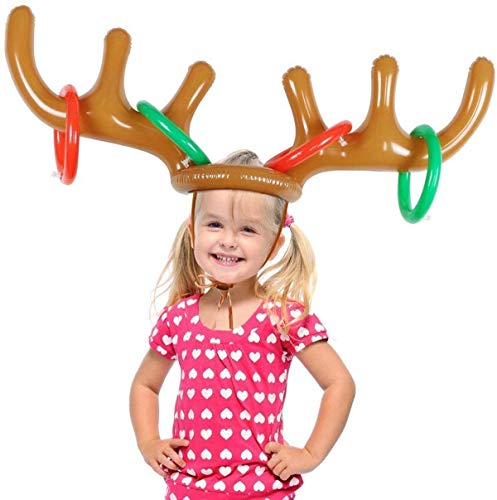 FEINASU Inflatable Reindeer, Inflatable Reindeer Antler Ring Toss Game for Christmas Party 3 Pack - Thumbnail 2