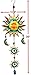 Bejeweled Display Sun & Moon Face Stained Glass Wind Chimes & Bell 36