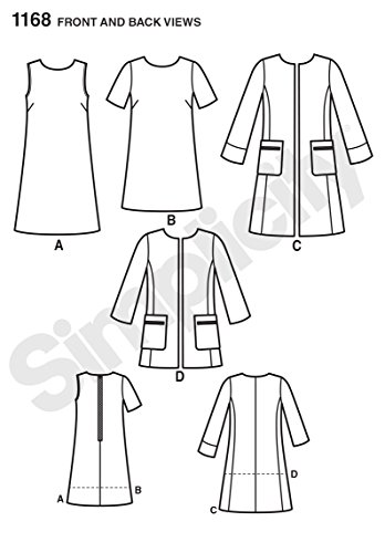 Simplicity Patterns US1168H5 Misses Dresses and Coat or Jacket, H5 (6-8-10-12-14)