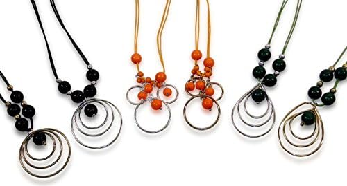 Lot of 144 - Bead and Hoop Necklace Sets - Gold and Silver Tones, Asst Colors &amp; Styles.