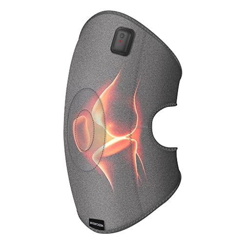 Medcursor Cordless Knee Heating Pad, Graphene Heated Knee Brace Wrap, Rechargeable Warm Knee Pad for Circulation, 2 Heating Levels, Home Office Travel Outdoor Use, Gray