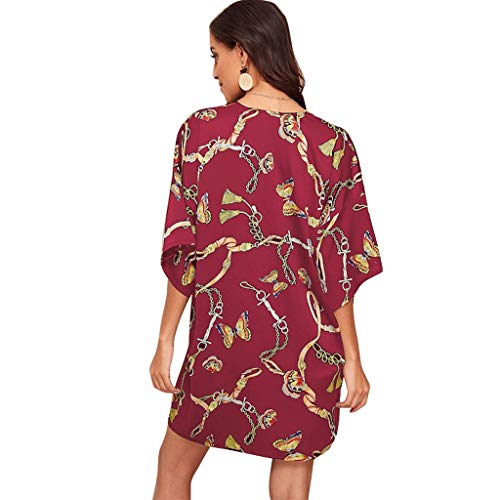 Women Butterfly Prints Open Cape Casual Blouse Kimono Cardigan with Bohemian Floral Print - Thumbnail 3