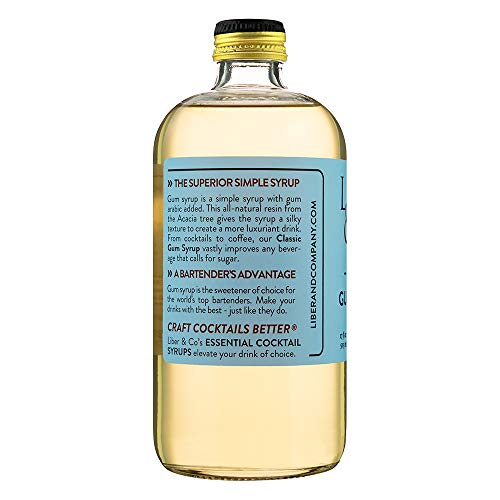 Liber & Co. Simple Syrup, Classic Gum Syrup (17 oz) Made with Cane