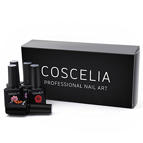 Coscelia 6Pcs Gel Polish UV LED Soak Off Varnish Manicure Pedicure with Top Coat Base Coat Gel Nail Polish Sets 10ml