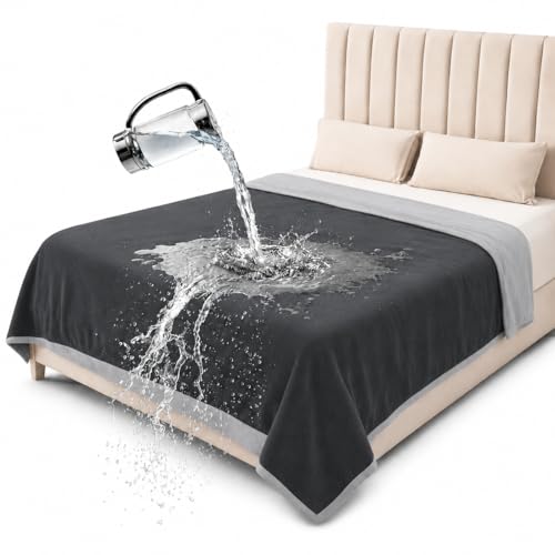 Bedding Aid Waterproof Reversible Blanket, Excellent Leakproof Protector Cover to Protect Bed Mattress, Sofa, Couch from Pee & Spills from Adults, Babies, Dogs, Pets (Dark Grey/Light Grey, 152x203cm)