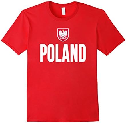 Men's POLAND T-shirt Polish Pride Flag Tee Polska Soccer Football Medium Red
