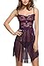 Avidlove Lingerie for Women Lace Babydoll Sexy Chemise V Neck Mesh Sleepwear Purple Large