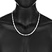 4mm Solid .925 Sterling Silver Flat Figaro Chain Necklace, 22 inches