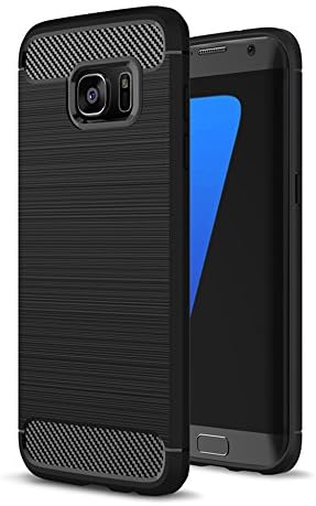 Samsung Galaxy S7 Edge Soft TPU Silicone Back Cover Case Shock-Absorption Non-slip Bumper and Anti-Scratch Hard Back Cover Protective Case for Samsung Galaxy S7 Edge (Black)