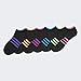 adidas Youth Kids-Girl's Superlite No Show Socks (6 Pair), Black/Solar Pink/Solar Green/Solar Blue/Vivid Pink, Medium, (Shoe Size 13C-4Y) primary