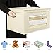 Lifewit Large Capacity Christmas Ornament Storage Box with Clear Vision Window, Durable Storage Bins Organizer with Lids for Kid's Toys, Clothes, Nursery, 21.6 x 15.8 x 11.8 Inch, Beige