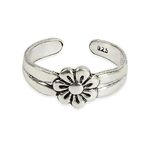 Sterling Silver daisy Flower Ajustable Toe Ring