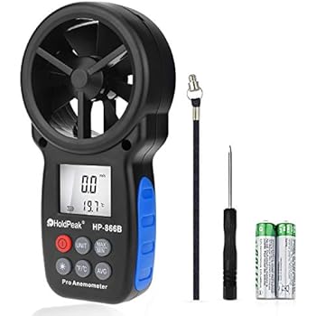 HOLDPEAK 866B Digital Anemometer Handheld Wind Speed Meter for Measuring Wind Speed, Temperature and Wind Chill with Backlight and Max/Min