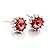 Nice Buckeye Silver-tone Red Diamond Studded Pretty Sparking Stud Earrings