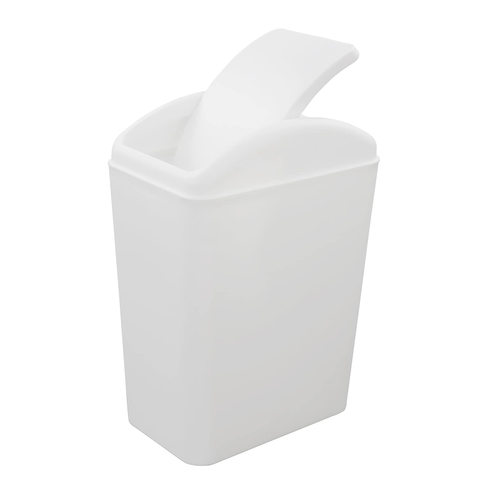 Xowine 15 L Plastic Kitchen Trash Bin, Small Garbage Bin with Swing-Top Lid, White